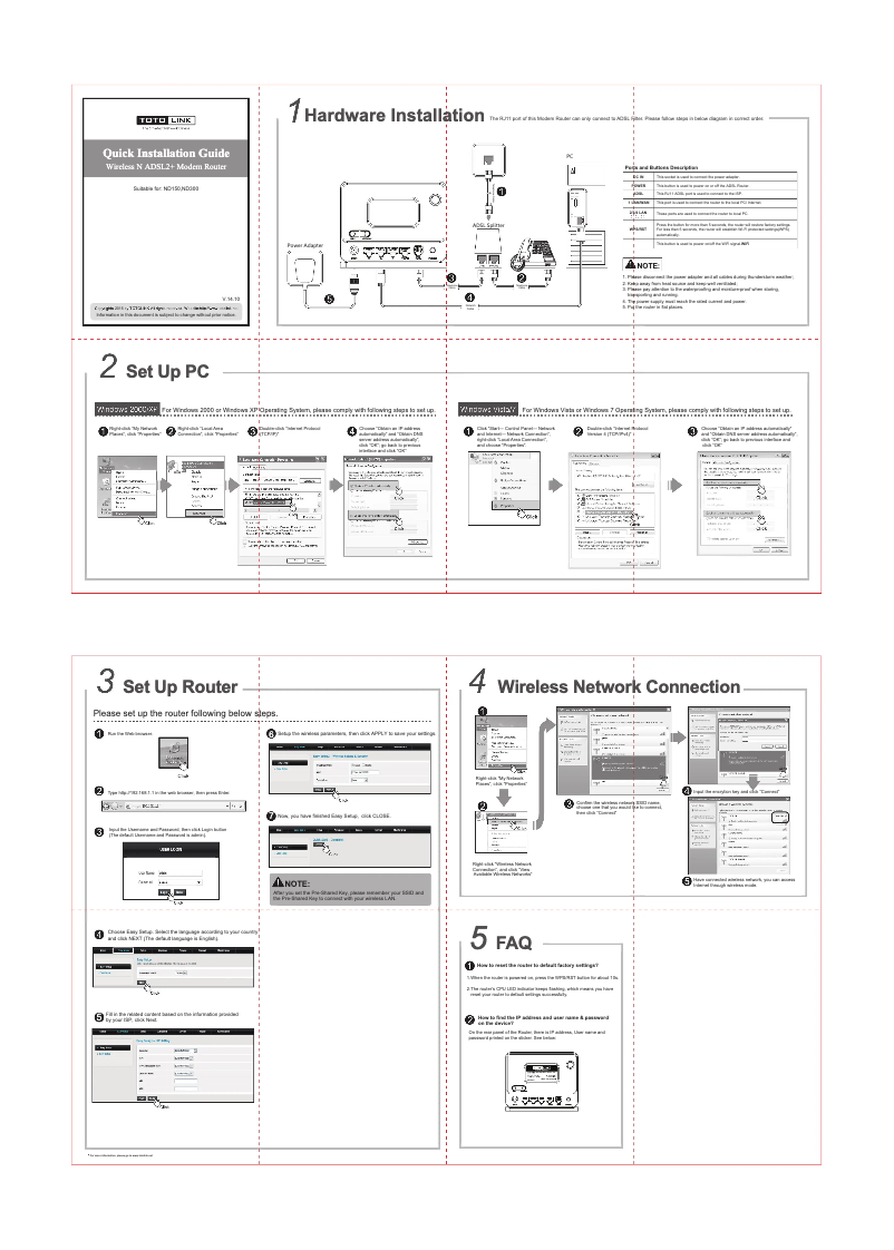 Page 1 de la notice Manuel utilisateur Totolink ND300 V2