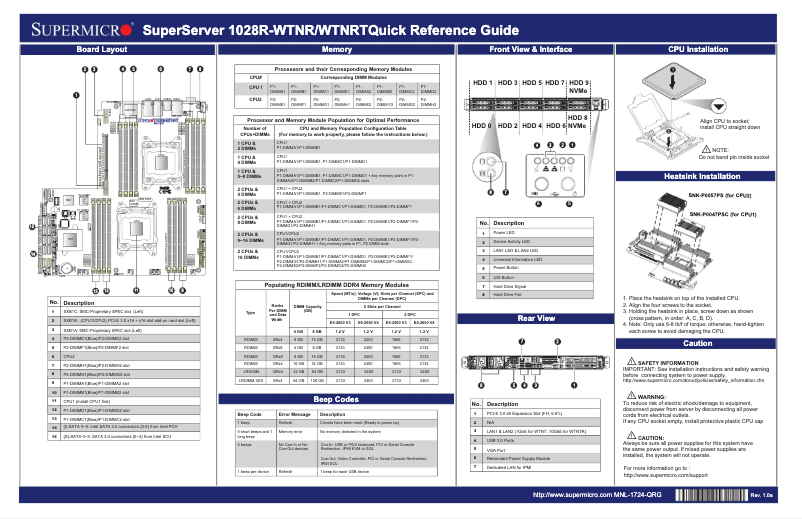 Page 1 de la notice Guide de démarrage rapide Supermicro SuperServer 1028R-WTNRT