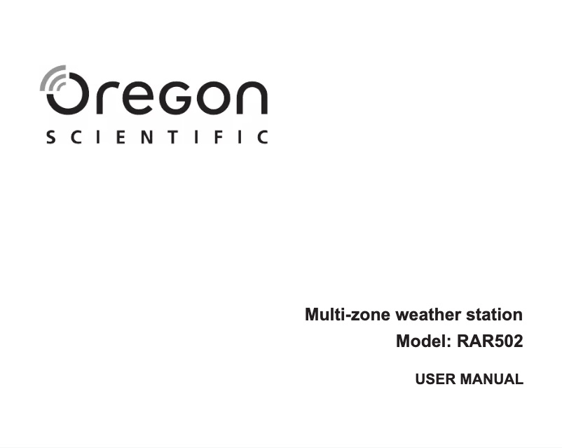 Page n°1 - Manuel utilisateur Oregon Scientific RAR502