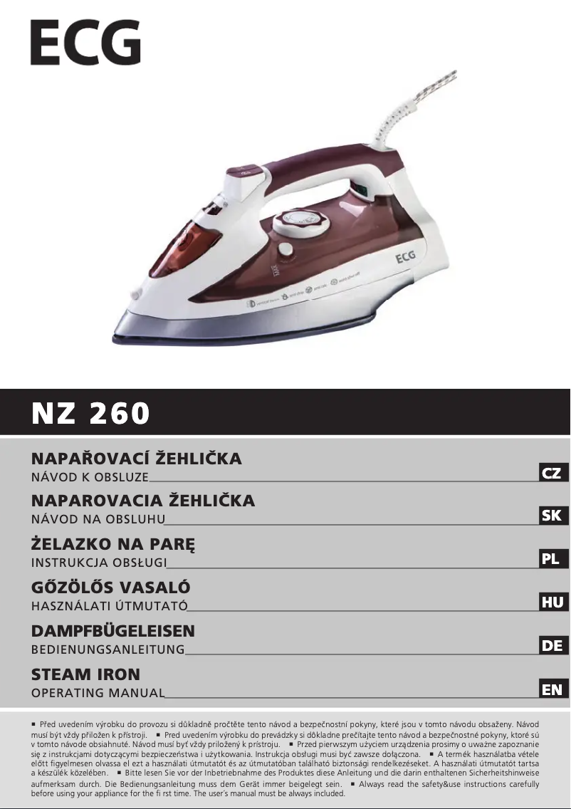 Image de la première page du manuel de l'appareil NZ 260