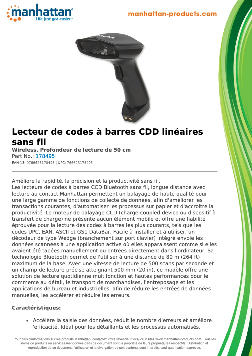Page 1 de la notice Fiche technique Manhattan 178495