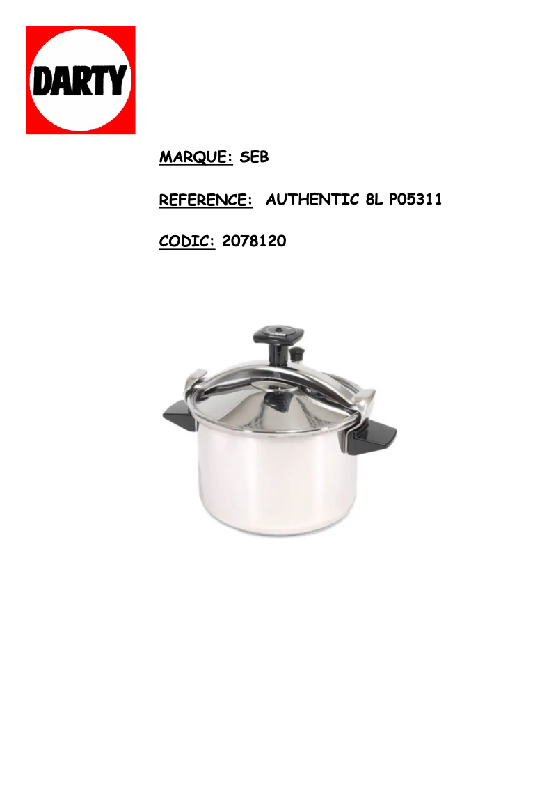 Page 1 de la notice Manuel utilisateur SEB P05311