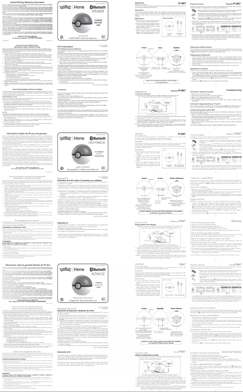 Página 1 del manual Manual de usuario KIDdesigns PIB67PK