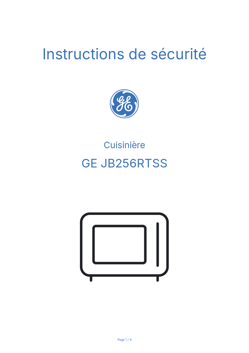 Image de la première page du manuel de l'appareil JB256RTSS