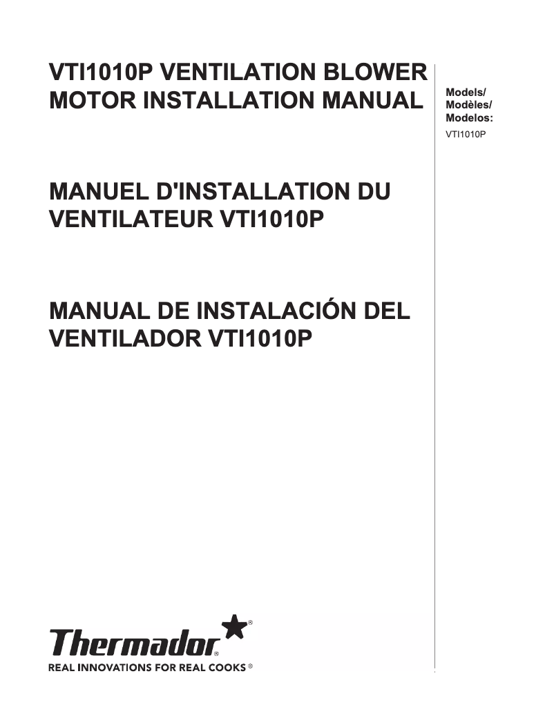 Image de la première page du manuel de l'appareil VTI1010W