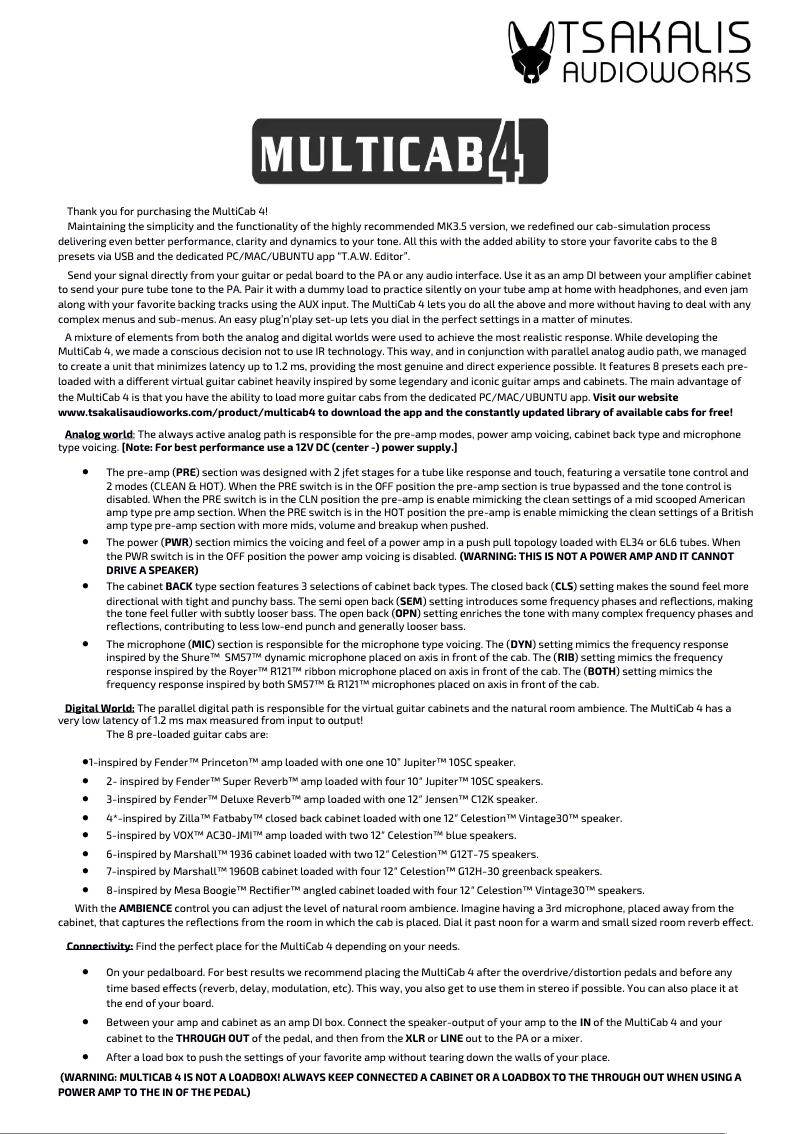 Image de la première page du manuel de l'appareil MultiCab MK4