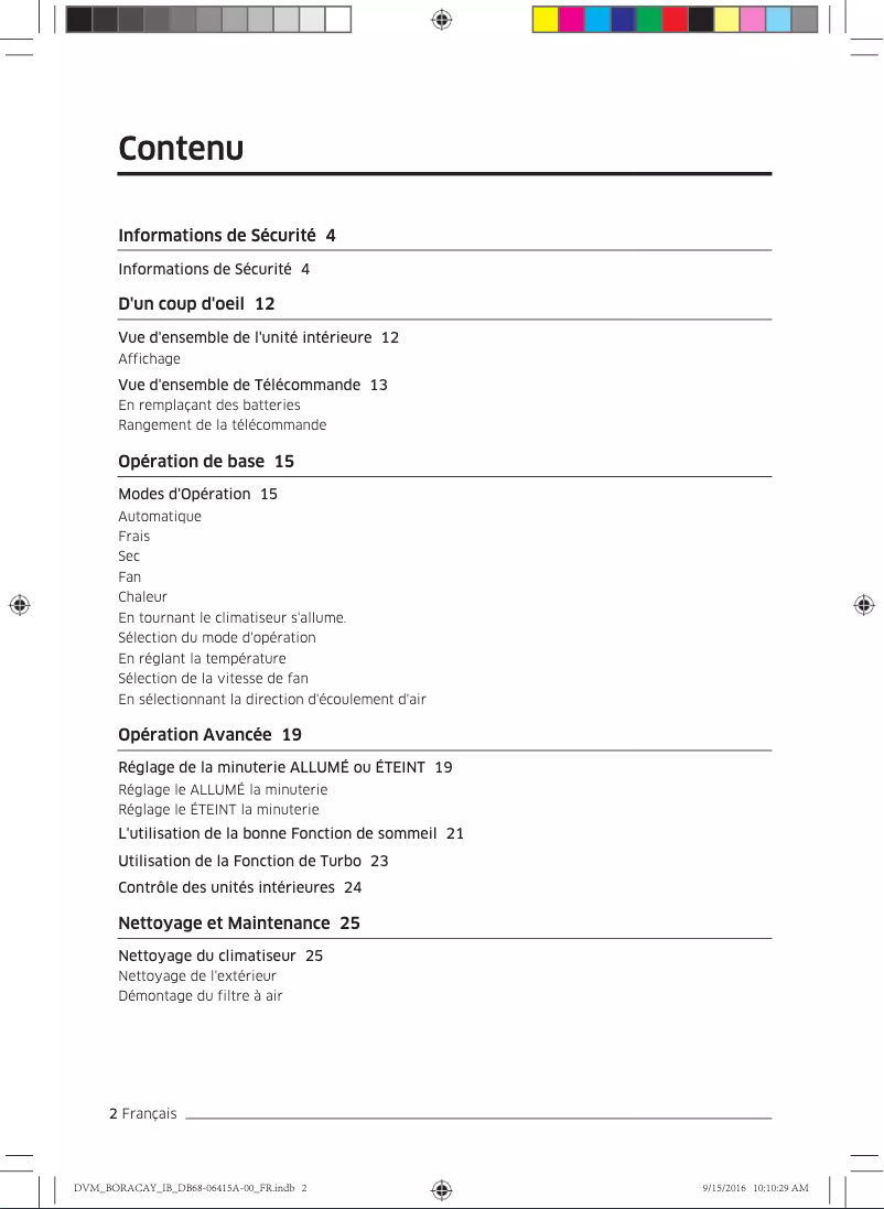 Page 1 de la notice Manuel utilisateur Samsung AM028KNQDEH