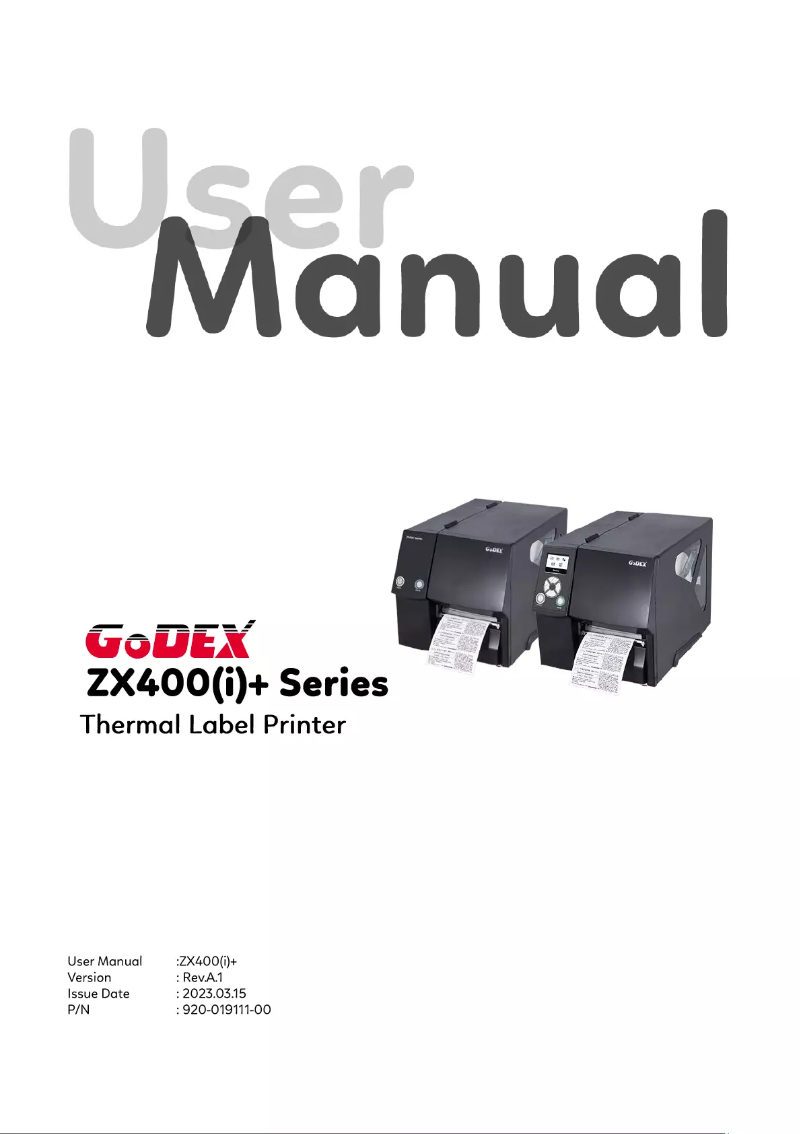 Page 1 of the manual User Manual Godex ZX420+