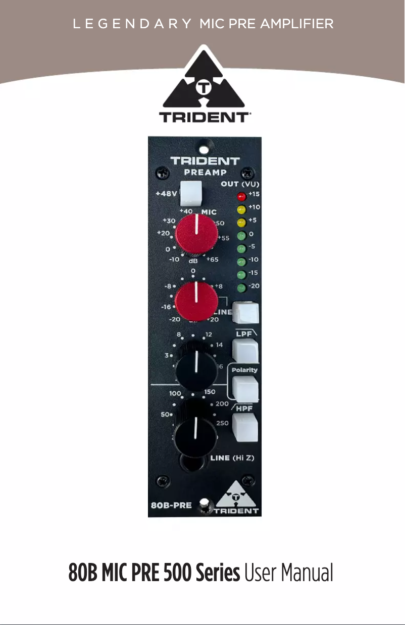 Página 1 del manual Manual de usuario Trident PreAmp 80B-PRE