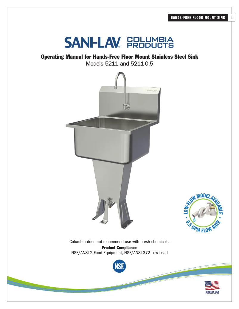 Page n°1 - Manuel utilisateur Sani-Lav 5211