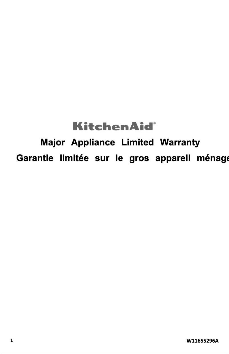 Page 1 de la notice Informations de garantie KitchenAid KFED500EWH