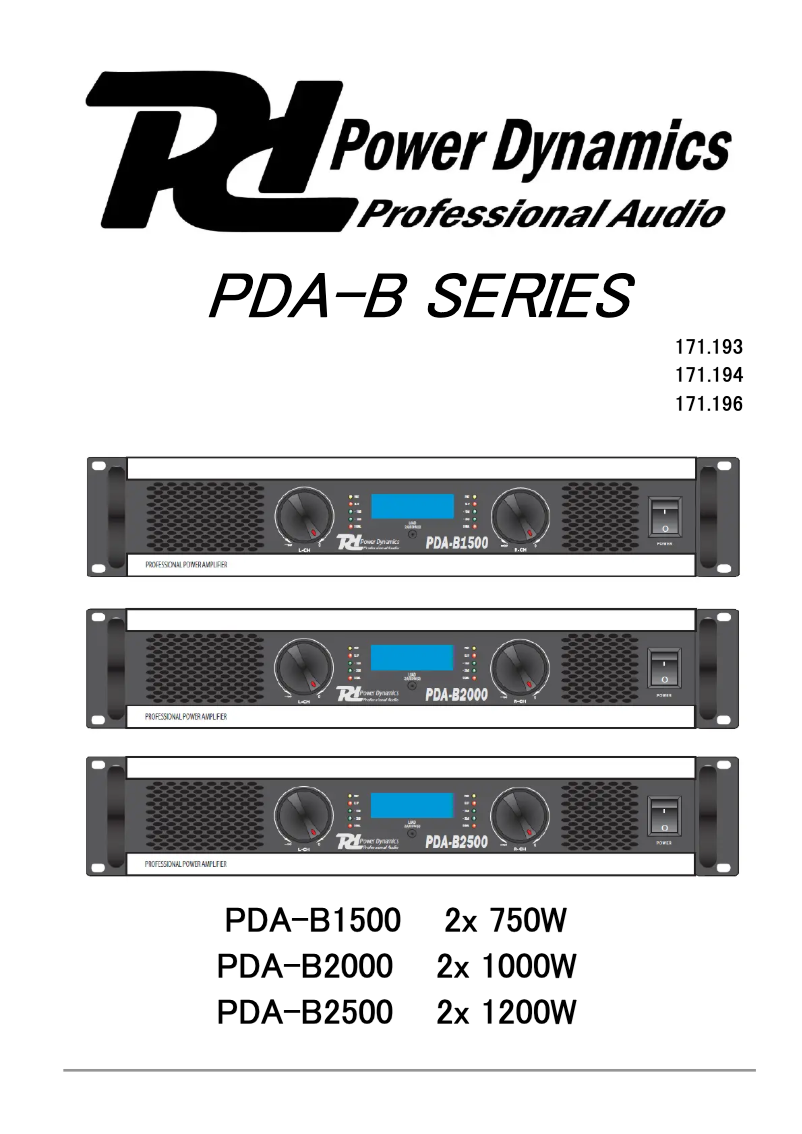Page n°1 - Manuel utilisateur Power Dynamics B-Serie PDA-B1500
