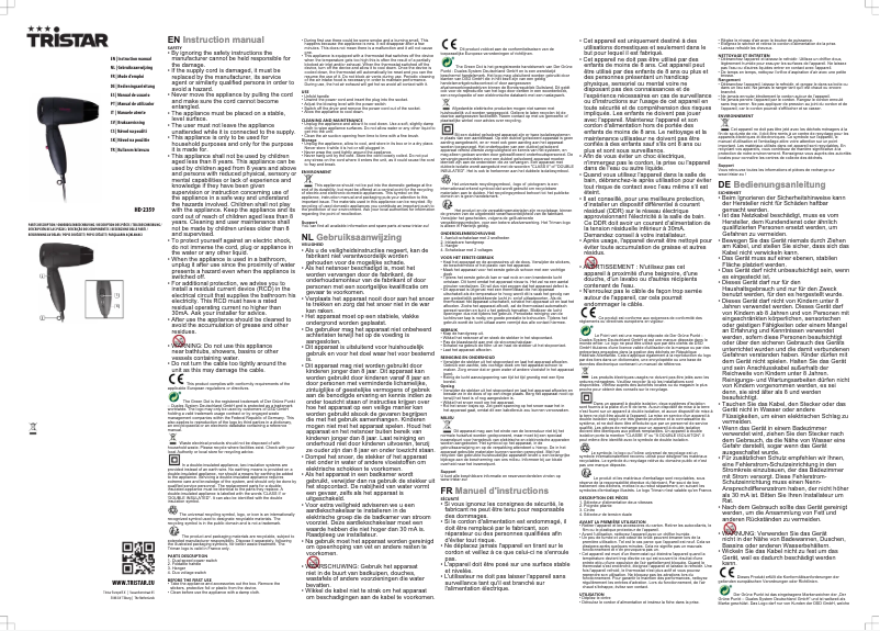 Page 1 de la notice Manuel utilisateur TriStar HD-2359