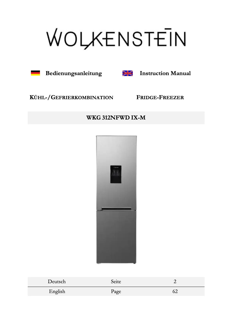 Image de la première page du manuel de l'appareil WKG312NFWD IX-M