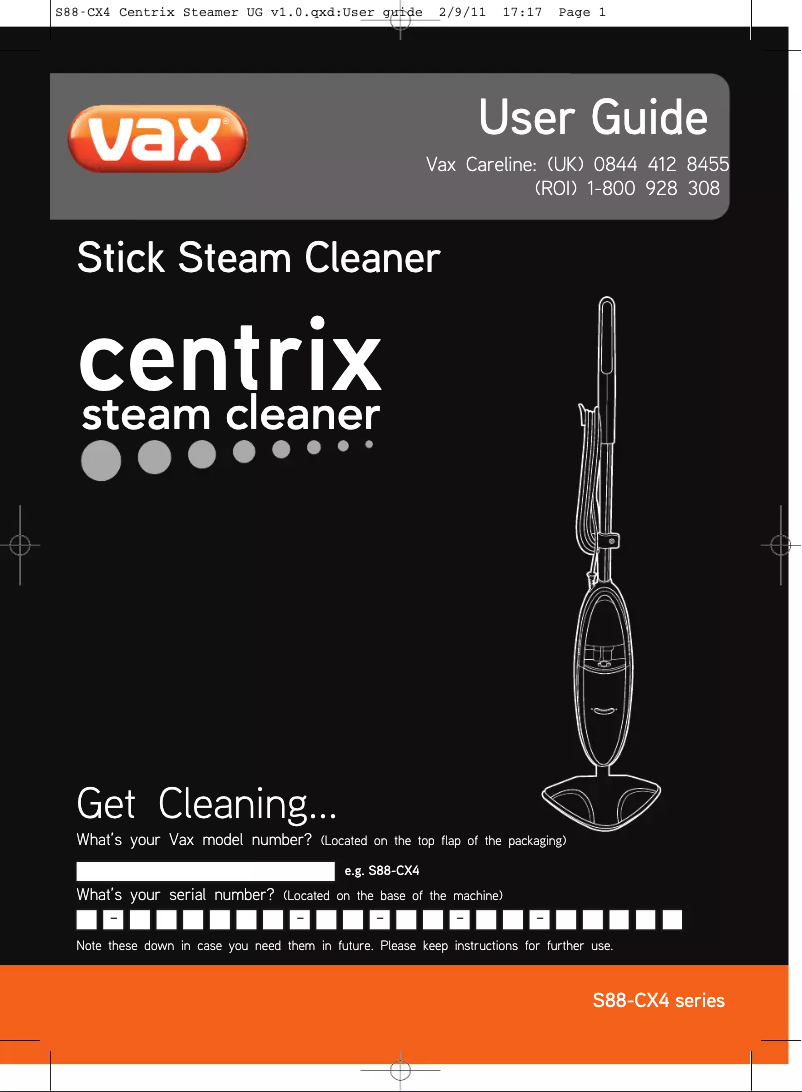 Imagen de la primera página del manual del dispositivo Centrix S88-CX4