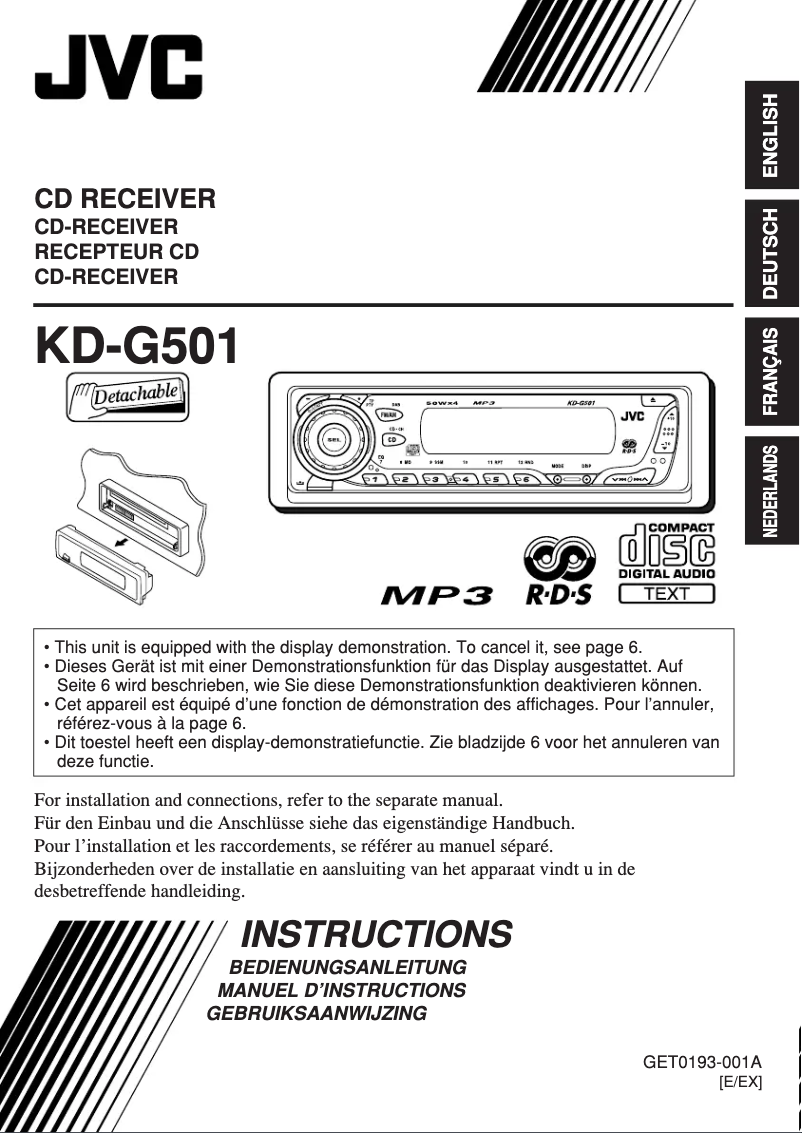Image de la première page du manuel de l'appareil KD-G501