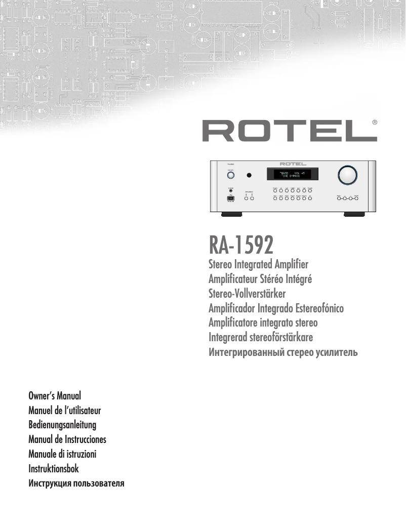 Page n°1 - Manuel utilisateur Rotel RA‑1592MKII