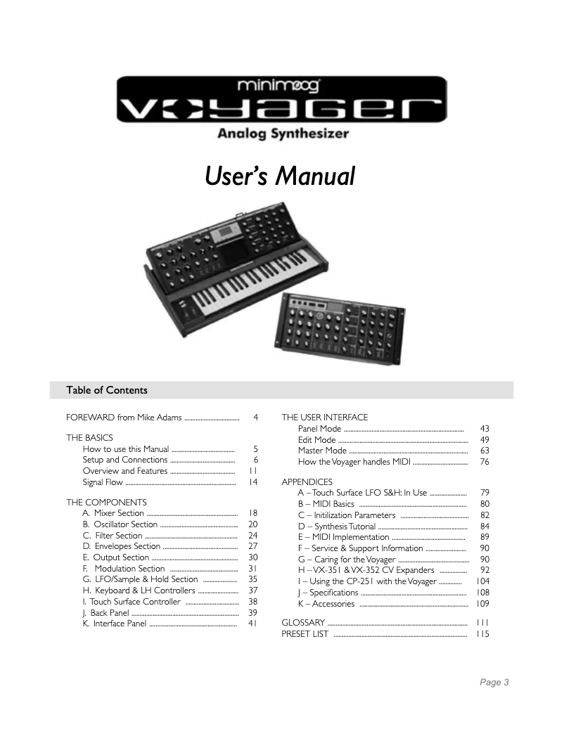 Image de la première page du manuel de l'appareil MiniVoyager RME