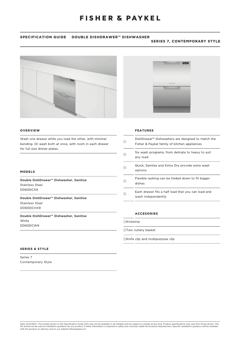 Page n°1 - Fiche technique Fisher & Paykel DD60DCX9