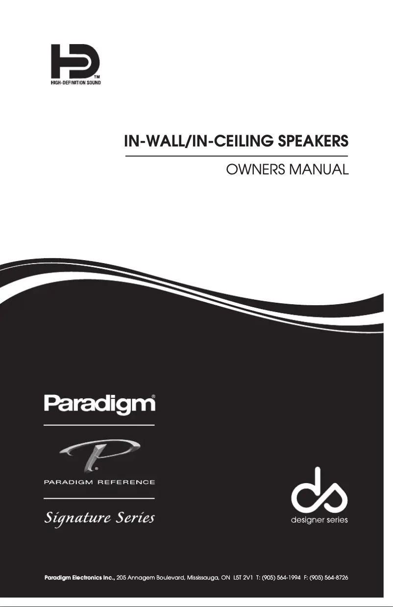 Page n°1 - Manuel utilisateur Paradigm SA-30