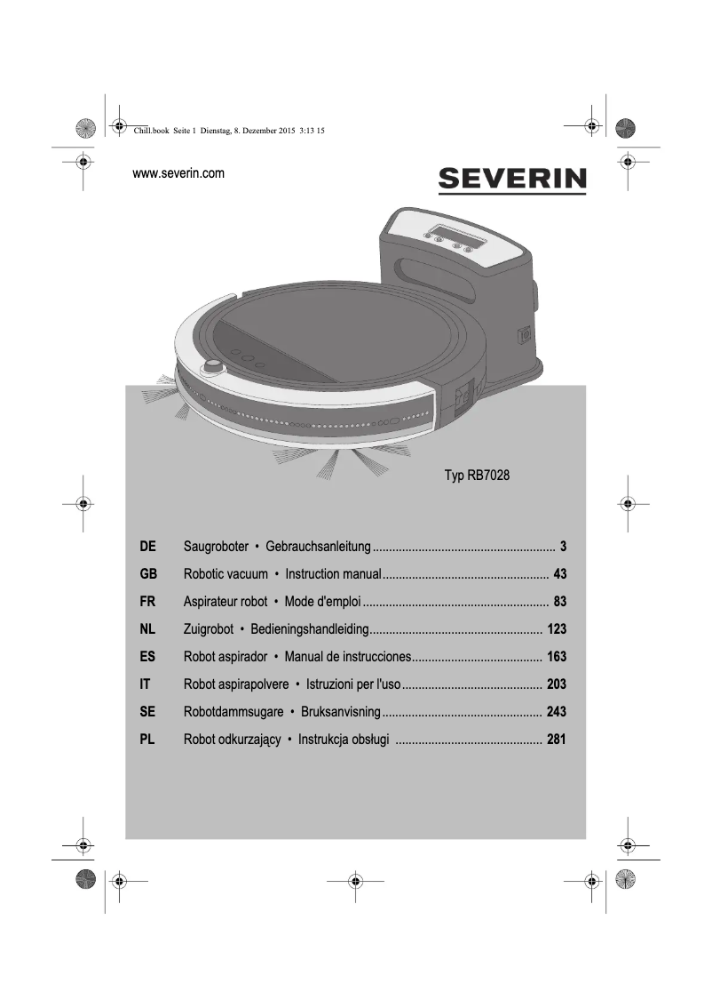 Page 1 de la notice Manuel utilisateur Severin RB 7028