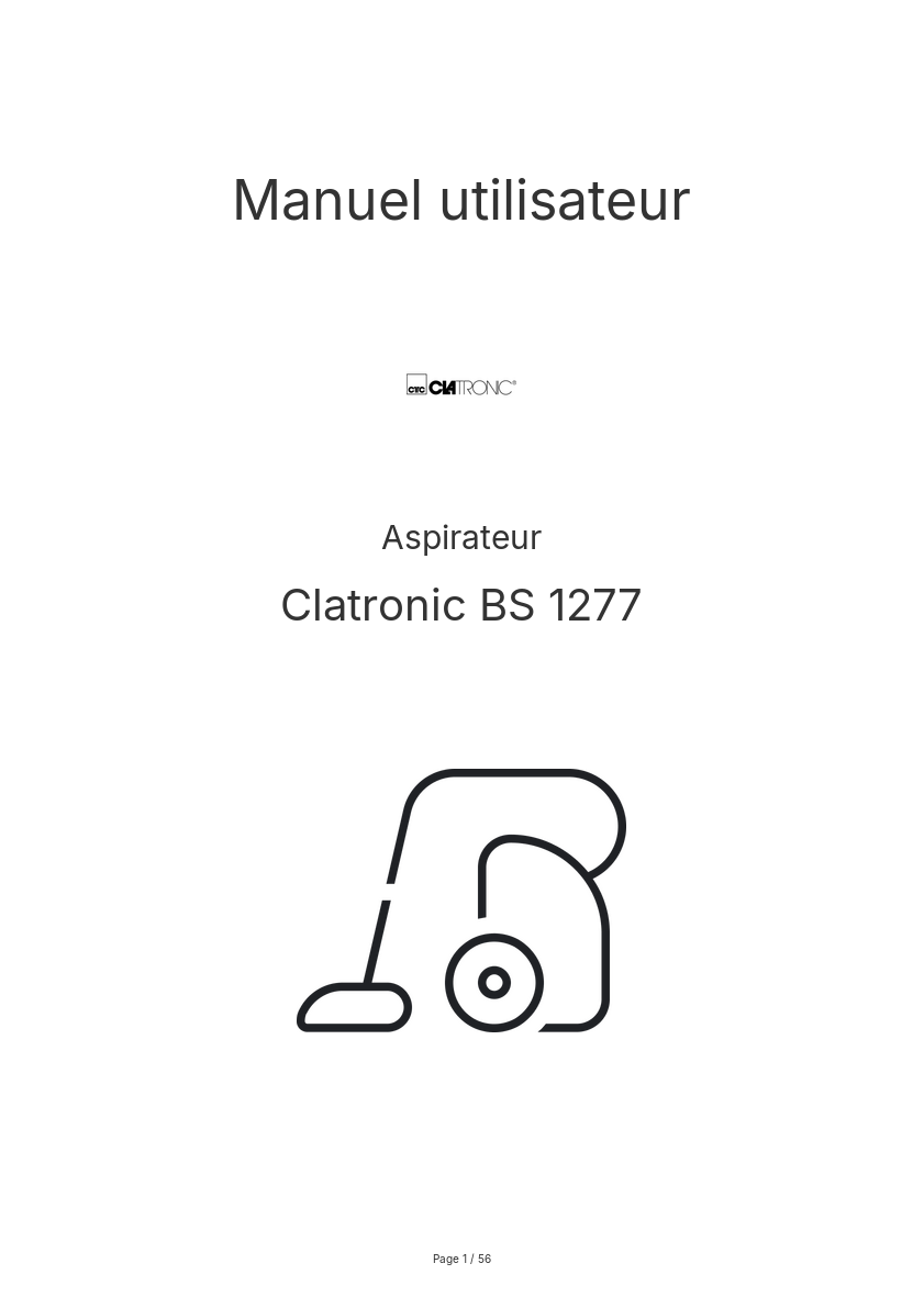 Page n°1 - Manuel utilisateur Clatronic BS 1277
