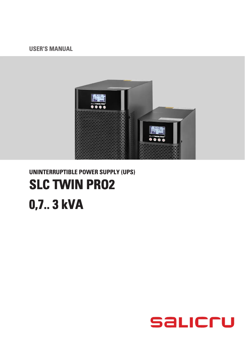 Page 1 de la notice Manuel utilisateur Salicru SLC 3000 TWIN PRO 2