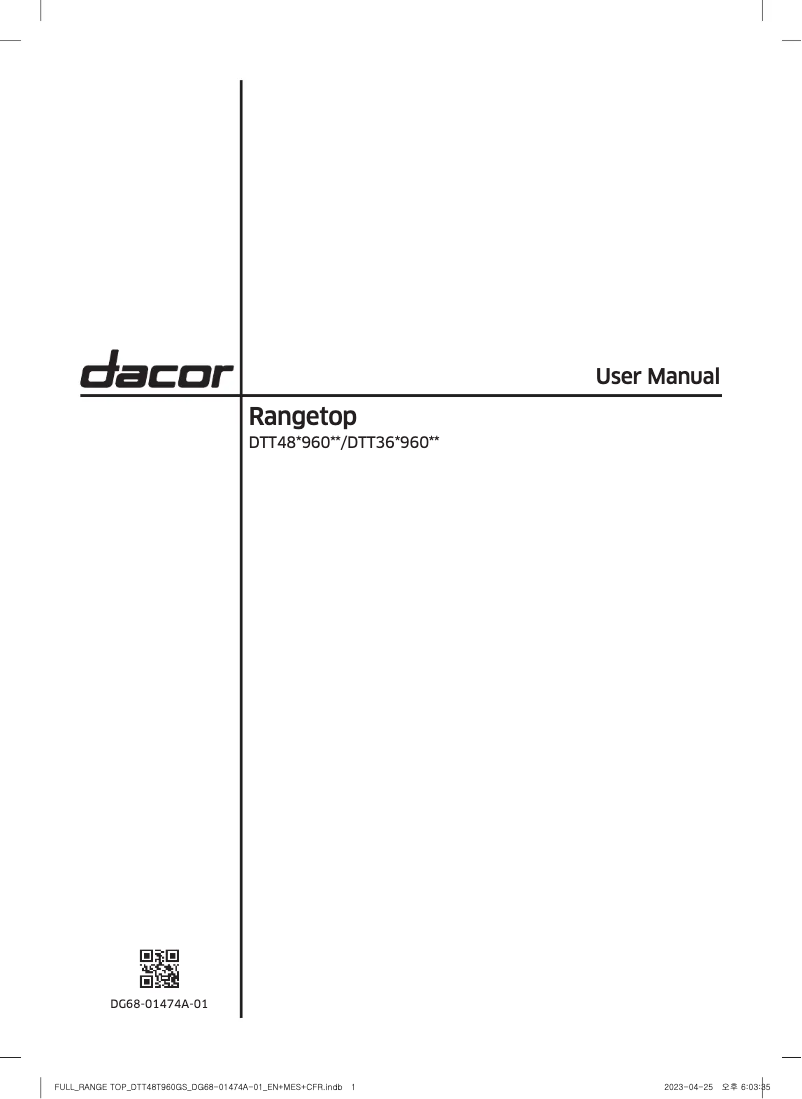 Image de la première page du manuel de l'appareil DTT48T960GS