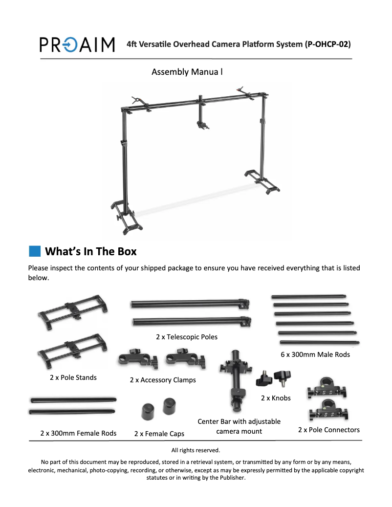 Page 1 de la notice Manuel utilisateur Proaim P-OHCP-02