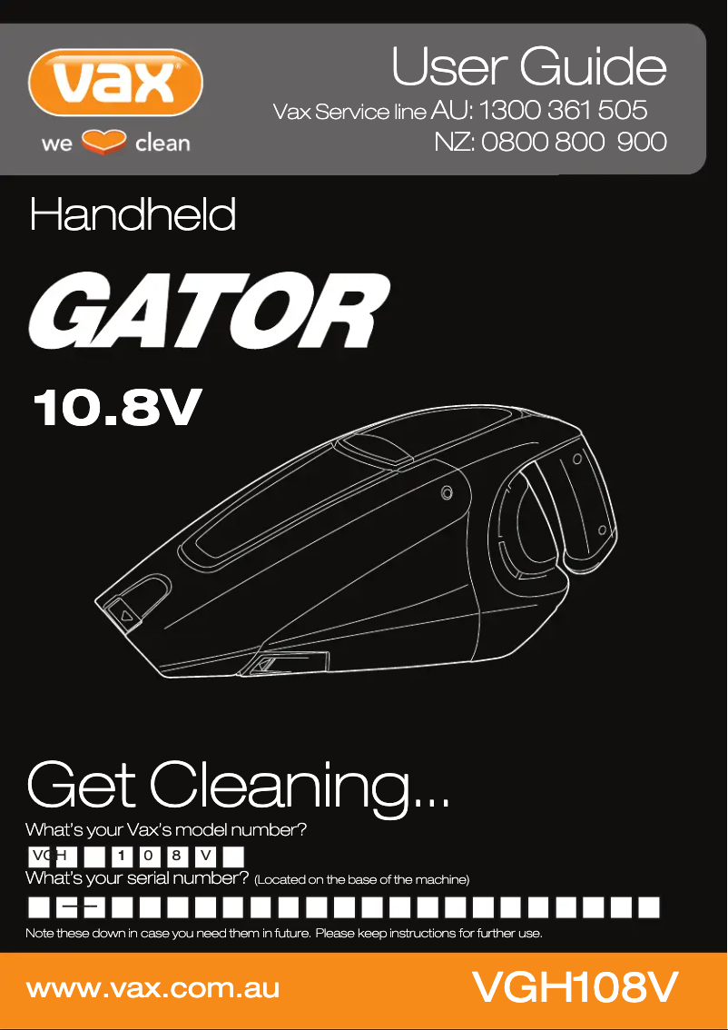 Page 1 de la notice Manuel utilisateur Vax Gator 10.8V VGH108V