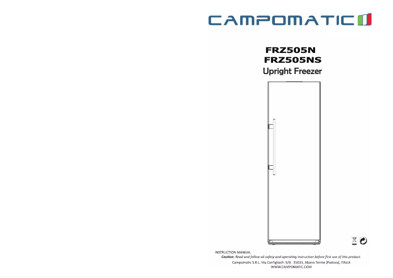 Page n°1 - Manuel utilisateur Campomatic FRZ505NS