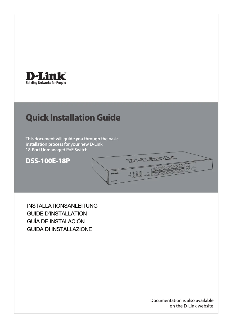 Page 1 of the manual Installation Guide D-Link DSS-100E