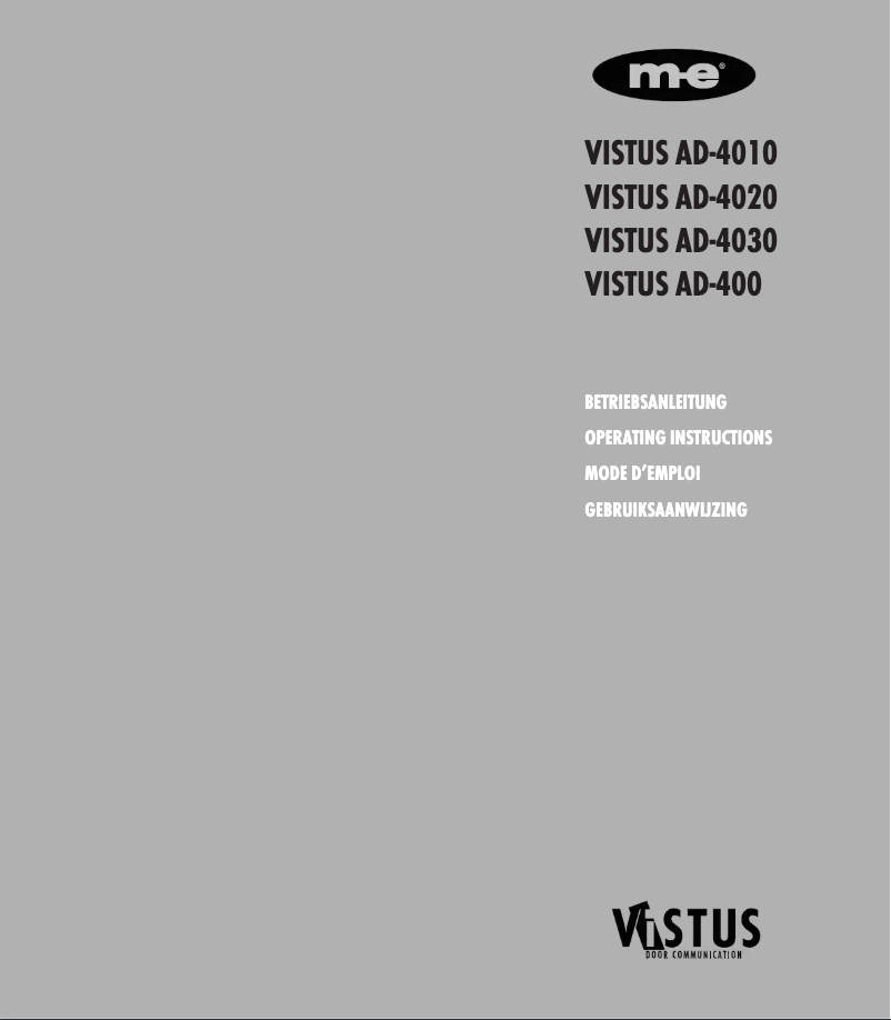 Page n°1 - Manuel utilisateur m-e Vistus AD-4020