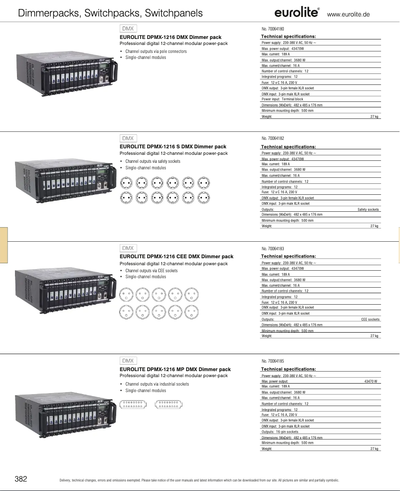 Page n°1 - Catalogue Eurolite DPMX-1216 DMX