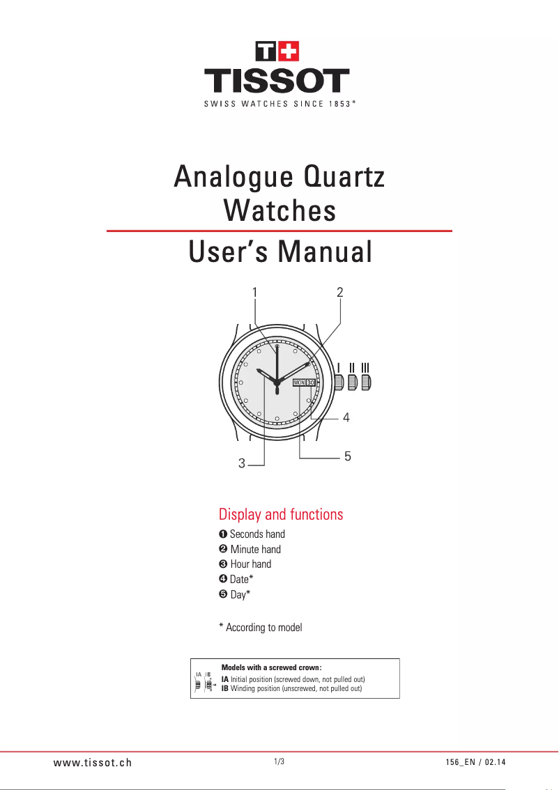 Page n°1 - Manuel utilisateur Tissot Lovely Square T0581093303100