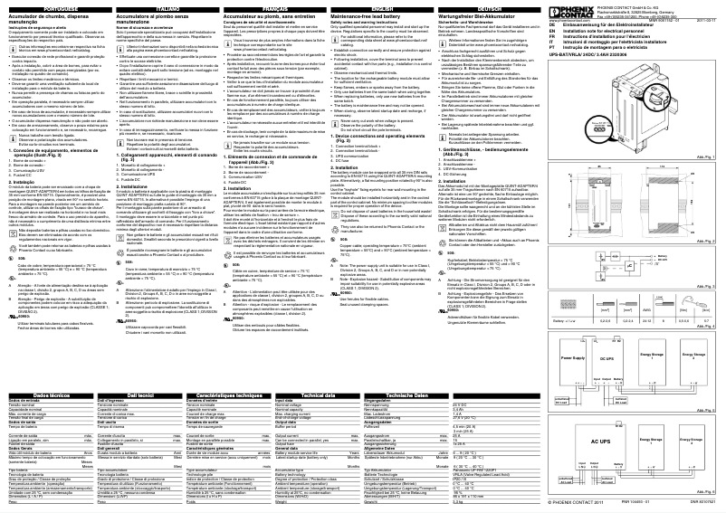 Page 1 de la notice Manuel utilisateur Phoenix Contact UPS-BAT/PB/24DC/4AH