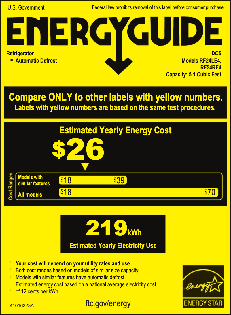 Página 1 del manual Etiqueta energética DCS RF24LE4