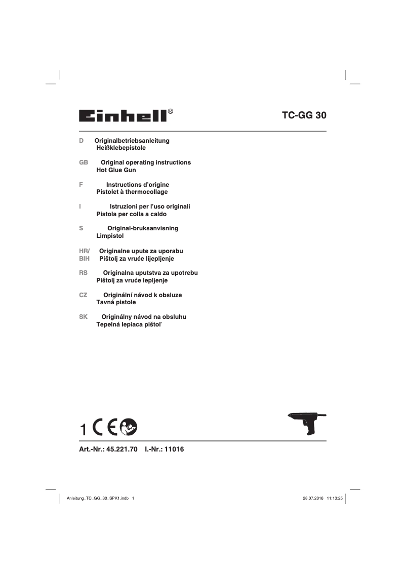Page n°1 - Manuel utilisateur Einhell TC-GG 30