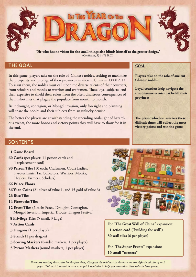 Image de la première page du manuel de l'appareil In the Year of the Dragon