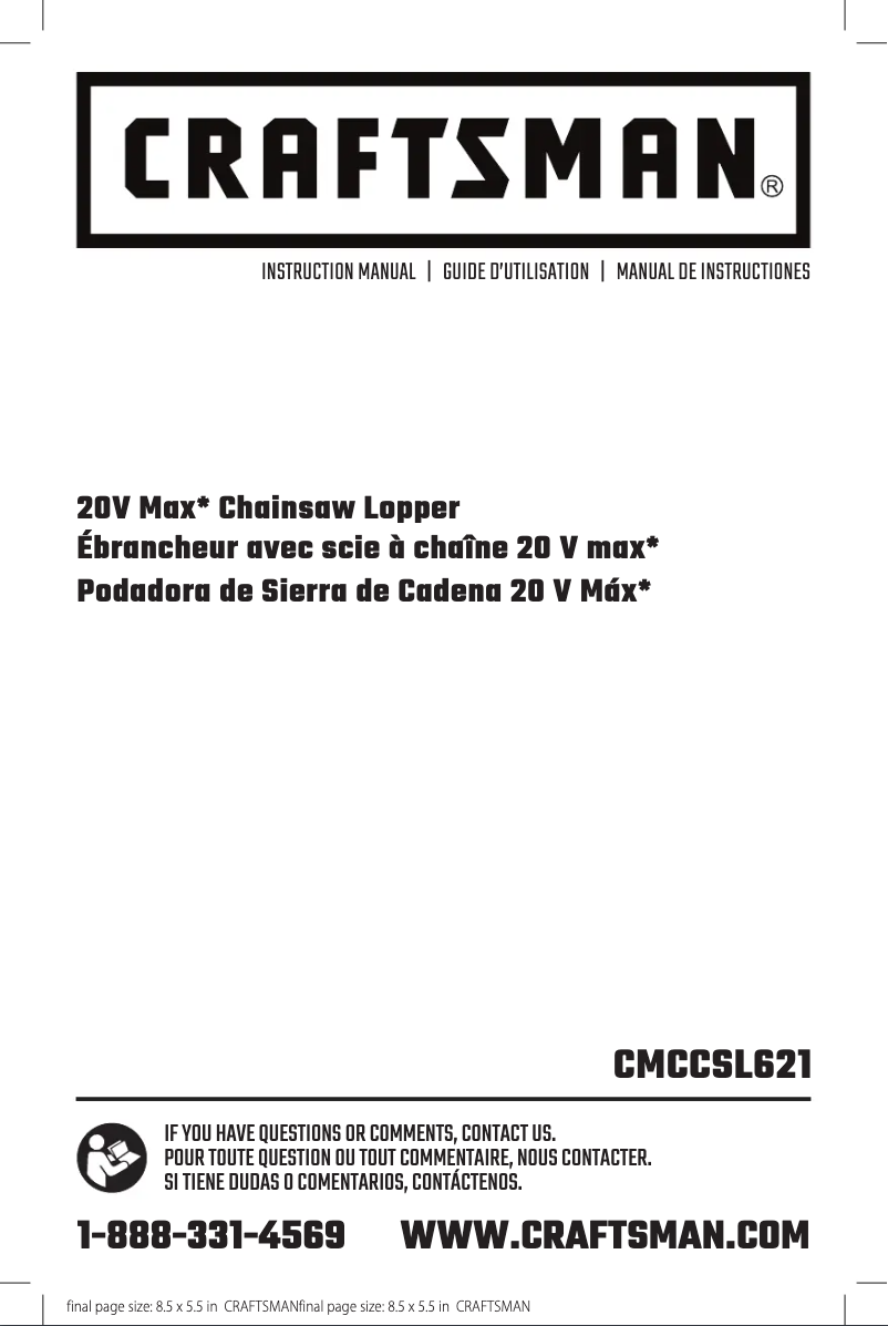 Page 1 de la notice Manuel utilisateur Craftsman CMCCSL621