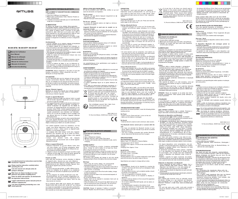 Page n°1 - Manuel utilisateur Muse M-305 BTP