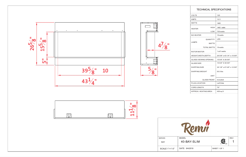 Page n°1 - Fiche technique Remii 40-BAY-SLIM