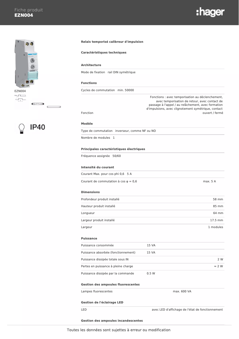 Image de la première page du manuel de l'appareil EZN004