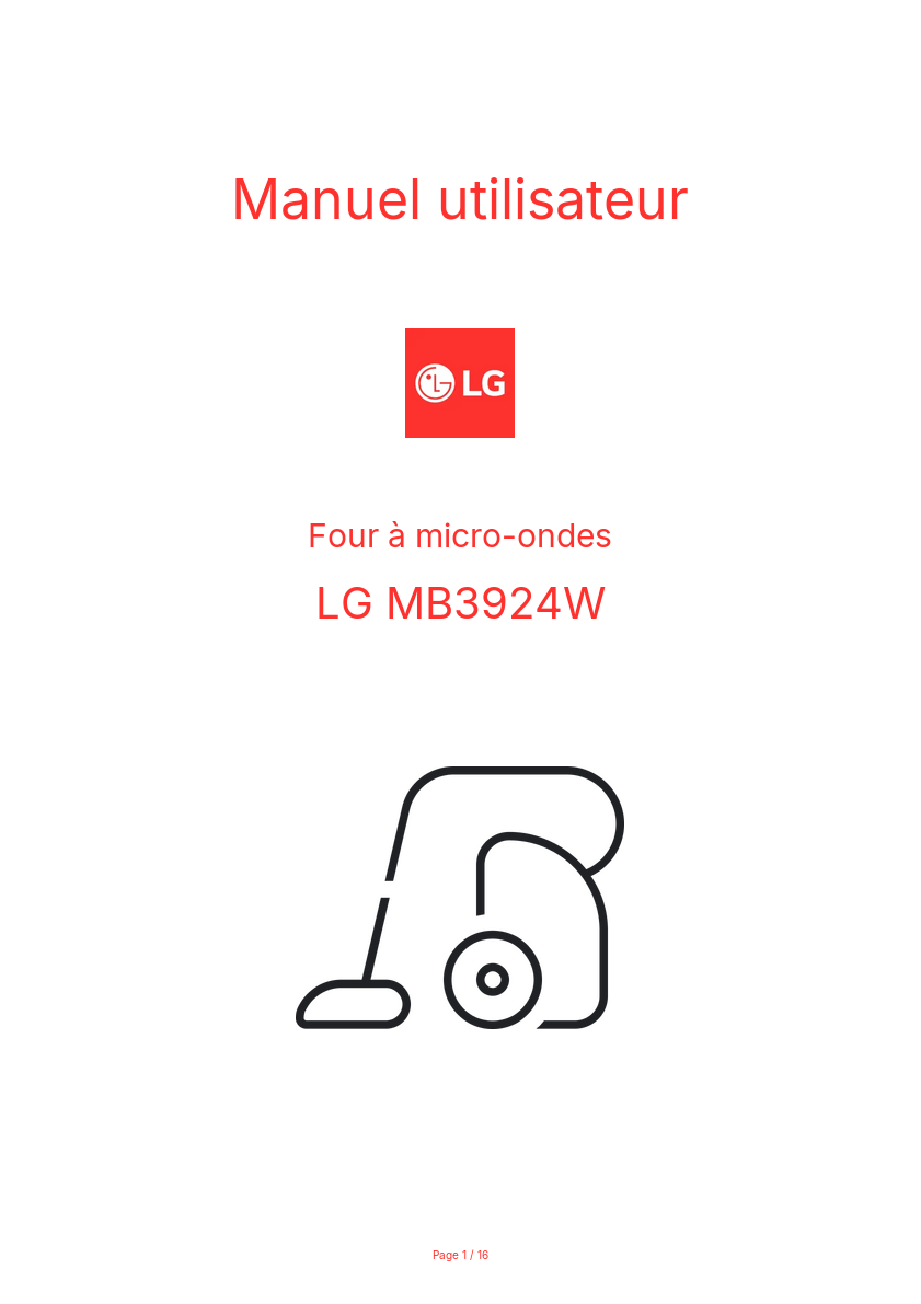 Page n°1 - Manuel utilisateur LG MB3924W