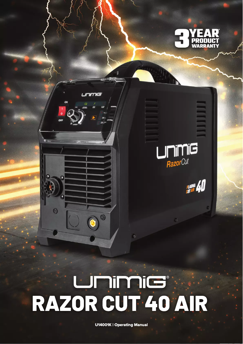 Page 1 de la notice Manuel utilisateur UNIMIG RAZOR CUT 40 Air