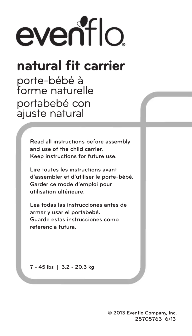 Page 1 de la notice Manuel utilisateur Evenflo Natural Fit