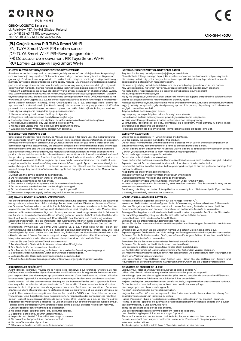 Page 1 de la notice Manuel utilisateur ORNO OR-SH-17600