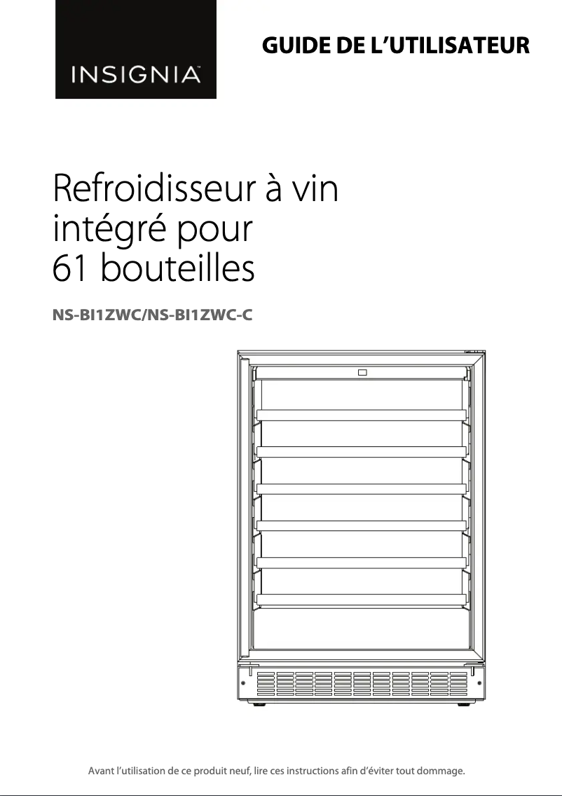 Page 1 de la notice Manuel utilisateur Insignia NS-BI1ZWC
