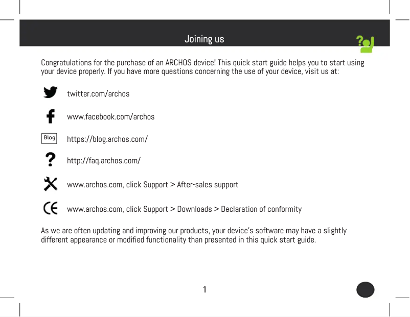 Page n°1 - Manuel utilisateur Archos Core 101 3G