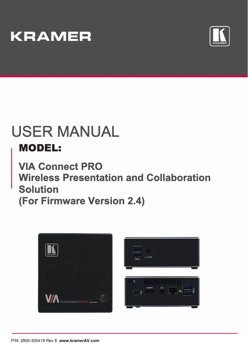 Página 1 del manual Manual de usuario Kramer VIA Connect PRO